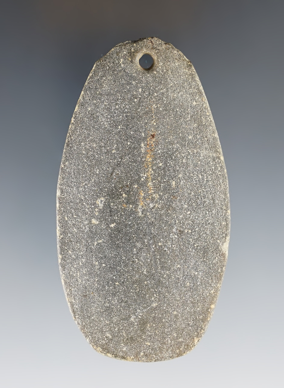 3 3/8" Hardstone Pendant found in Branch Co., Michigan. Ex. Frank Meyer collection.