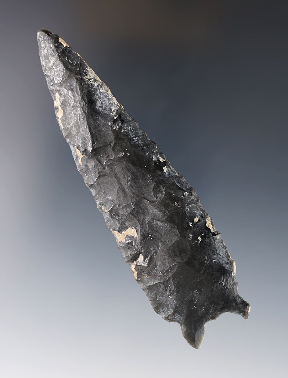 Large for type! 4 1/8" Obsidian Pinto Basin recovered in Nevada. Ex. C.L. Pugh Museum. 