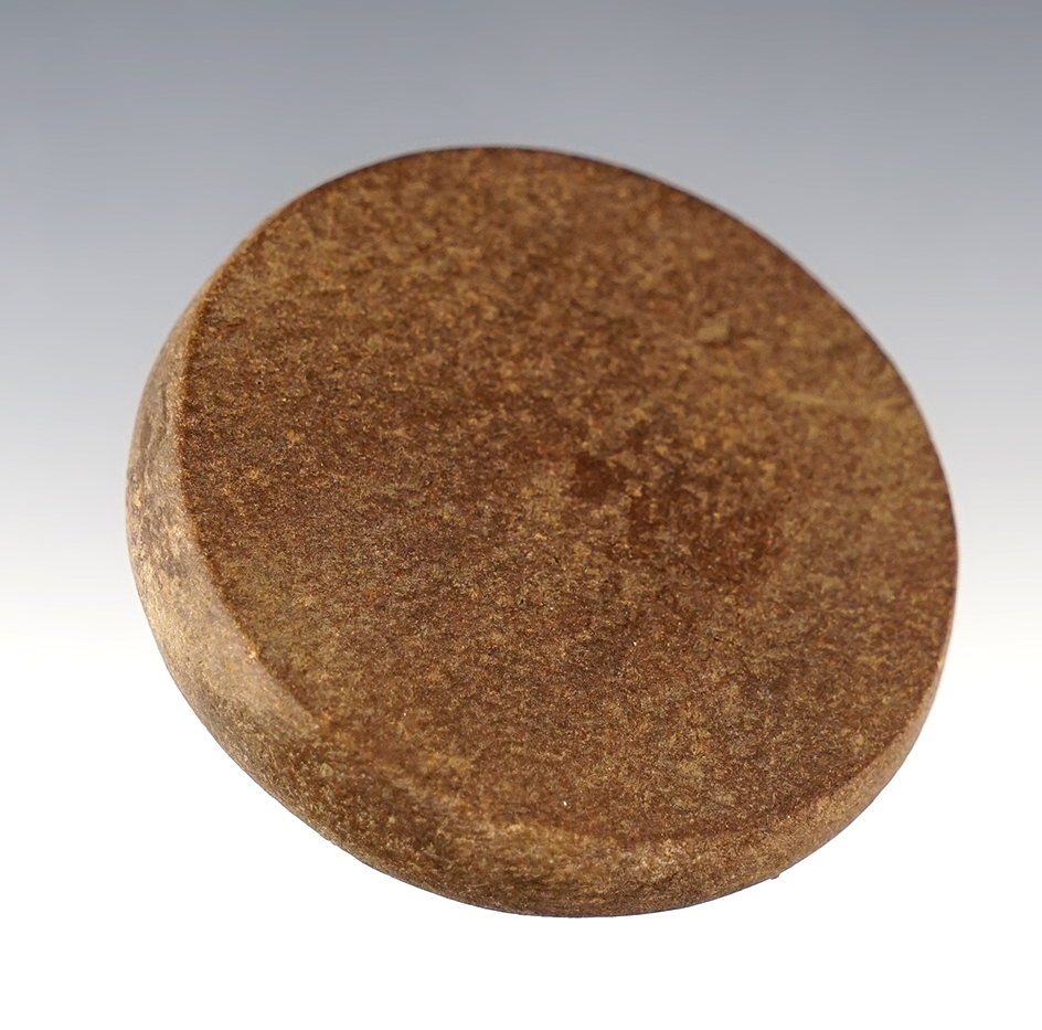 Well patinated 2 3/16" Discoidal found at the Fox Field Site in Mason Co., Kentucky. 