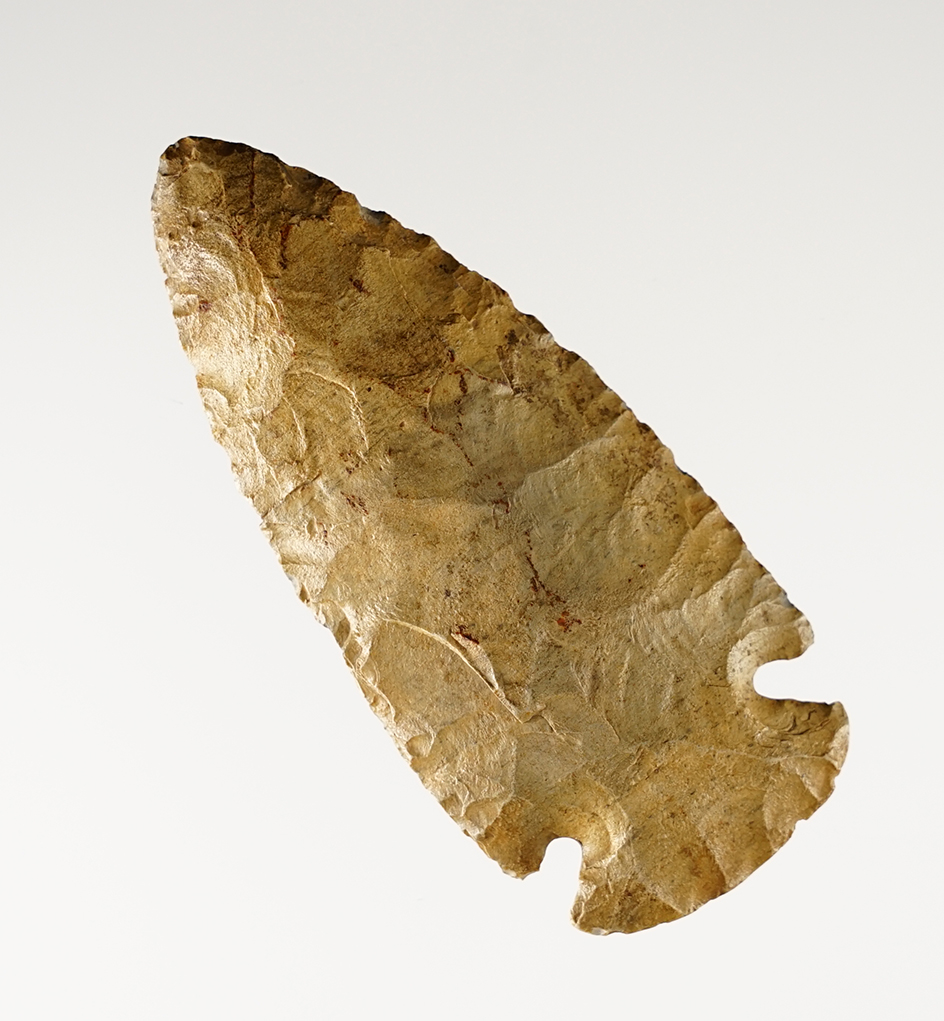 Well patinated 3 1/8" Dovetail found in Jersey Co., Illinois. Ex. David Dennis collection.