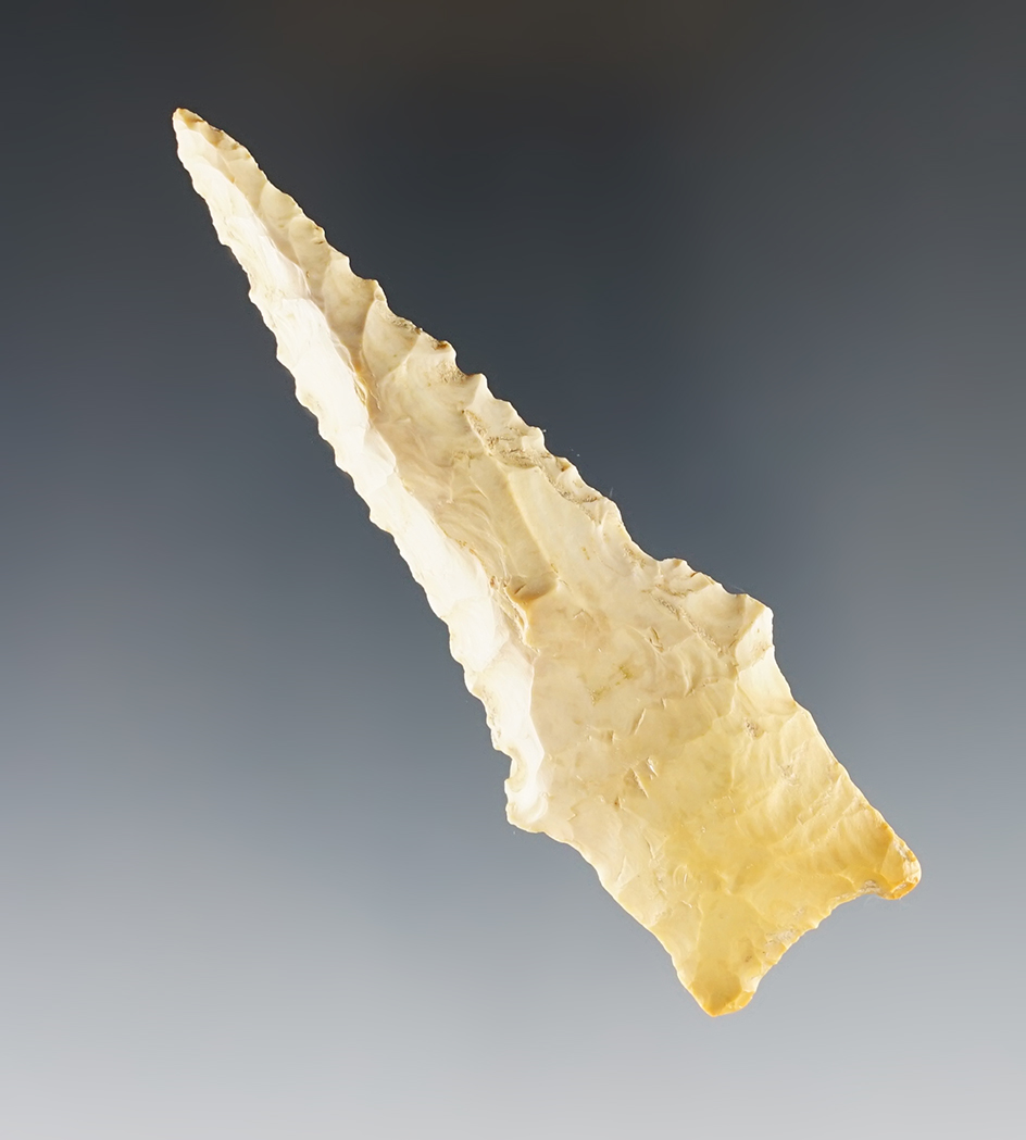 3 1/4" Missouri Searcy that is steeply beveled and well patinated.