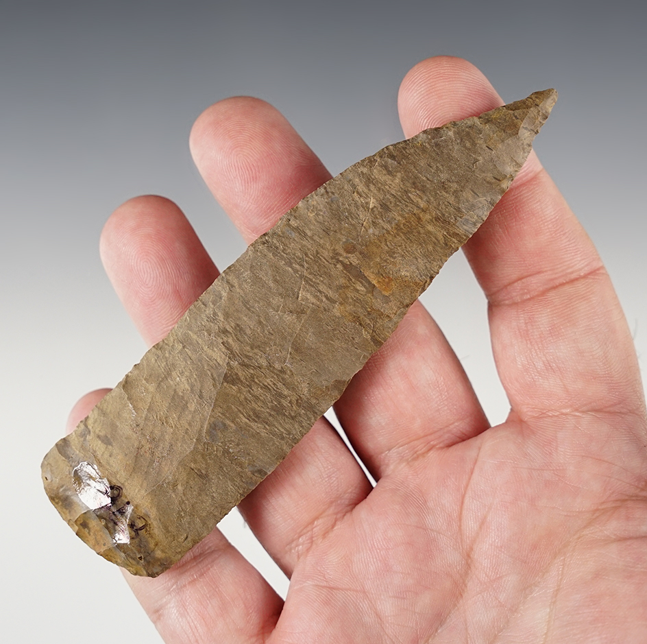 4 9/16" Tennessee Knife made from patinated Dover Flint.