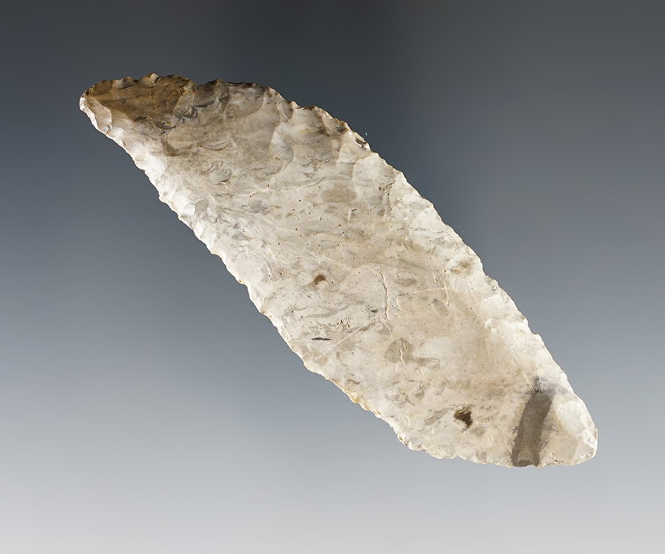 3 11/16" Harahey found in Kay Co., Oklahoma. Made from heat treated Florence.  COA.