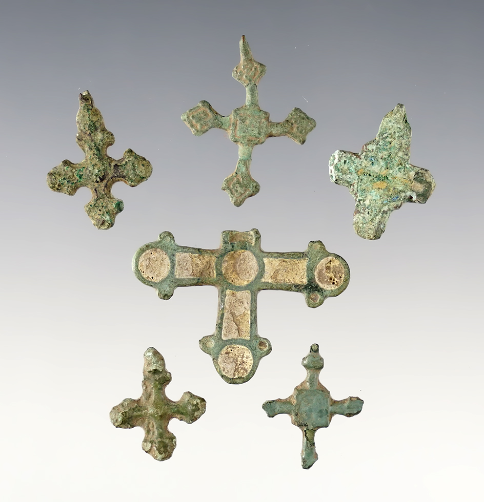 Set of 6 Anglo-Saxon Medieval Crosses. The largest is 3/4".