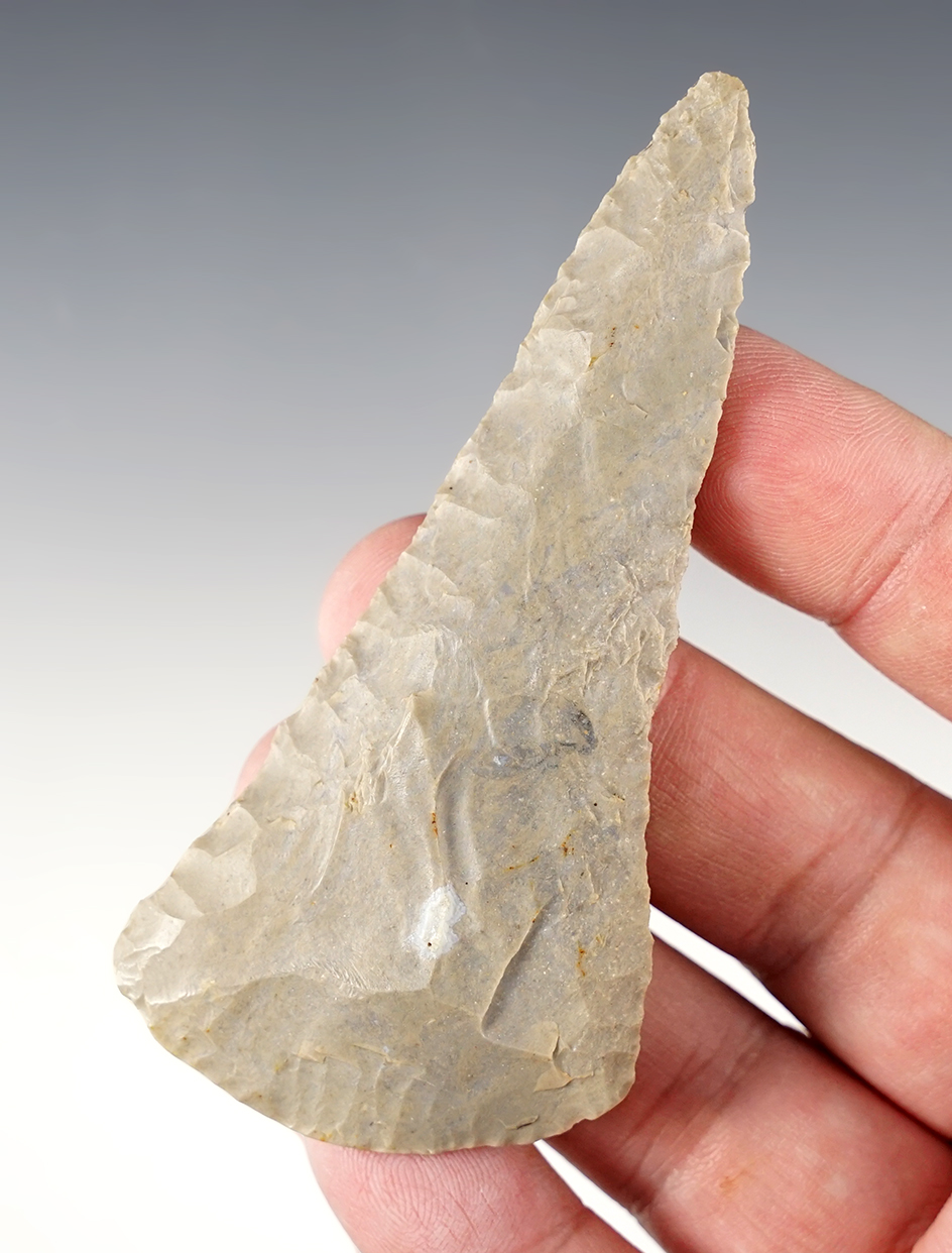 3 7/16" nicely flaked Cobbs Blade found in Southern Indiana. Ex. Dr. Scaggs collection.