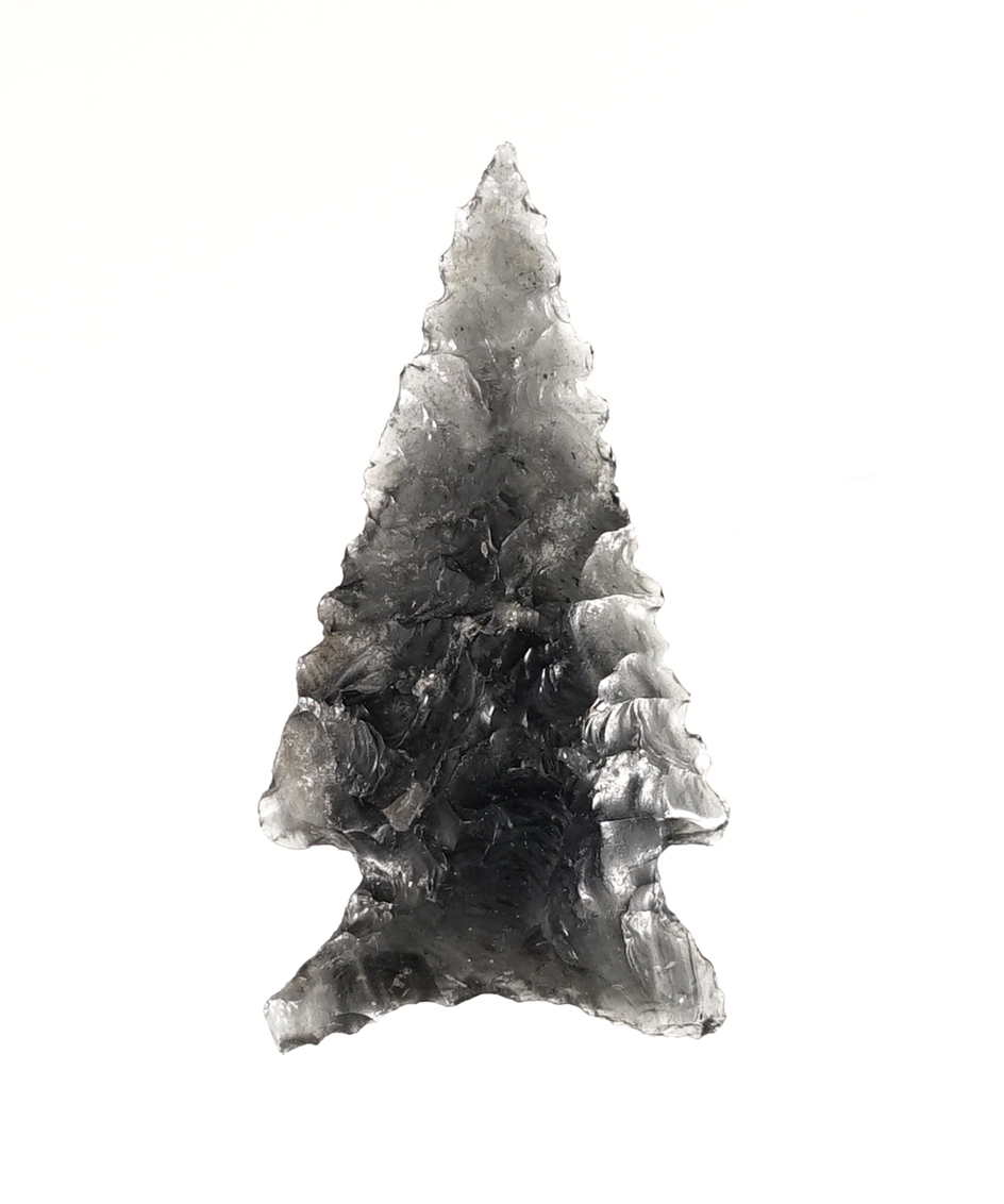 1 7/16" Elko made from attractive semi-translucent obsidian - Oregon. Ex. C.L. Pugh Museum. 