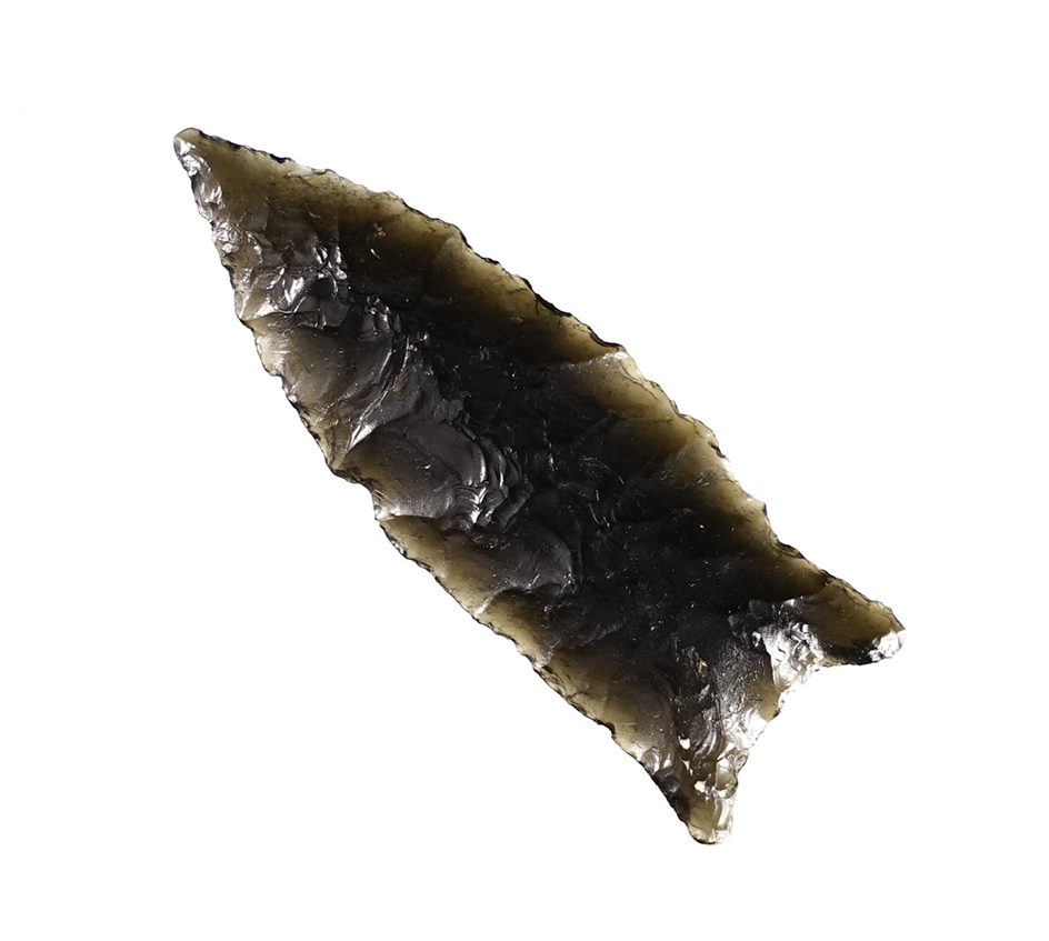 Excellent flaking on this 1 9/16" Buchanan Eared found in Oregon. Ex. C.L. Pugh Museum. 