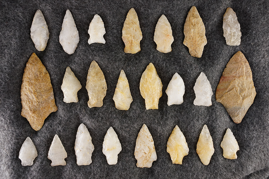 Nice assortment of quartz artifacts recovered in Massachusetts. Largest is 3 1/4". 