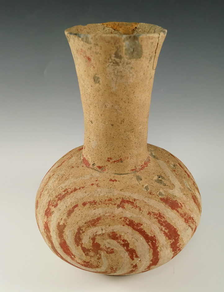 9 1/8" by 6 1/4"Miss. Nodena Red & White Bottle - Friend plantation in Mississippi Co.AR.