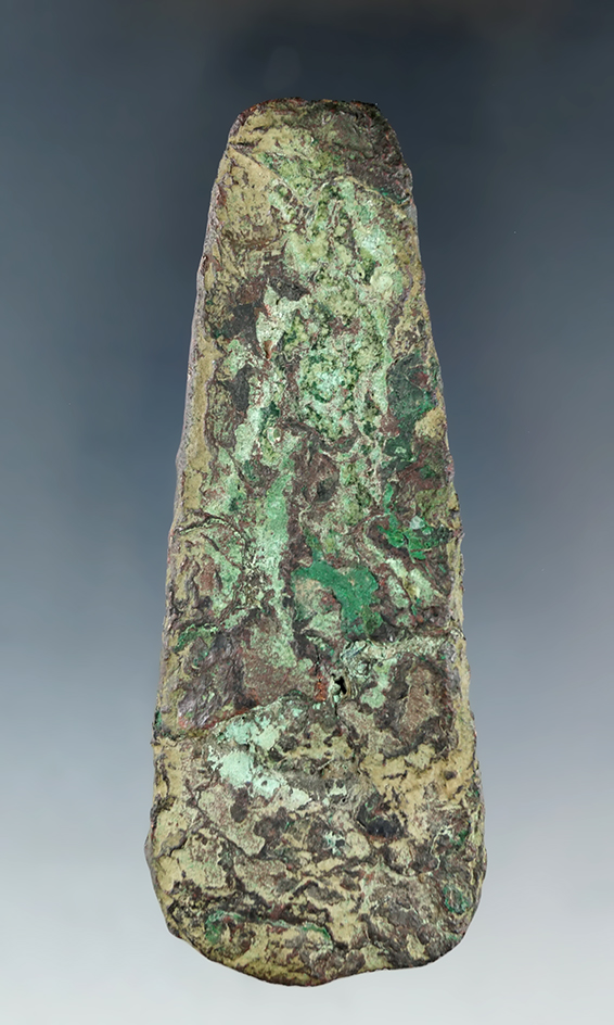 3 5/8" old copper culture Celt found in Marinette Co., Wisconsin. This is a very rare artifact.