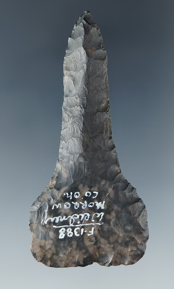 Beautifully patinated and well styled 2 3/4" Expanded Base Drill found in Morrow Co., Ohio.