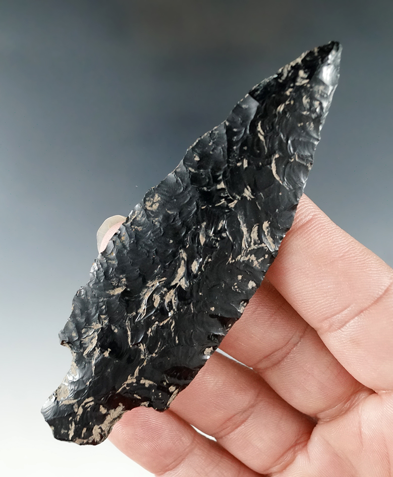 3 5/8" Pre-Columbian obsidian Stemmed point/Knife found in West Mexico.