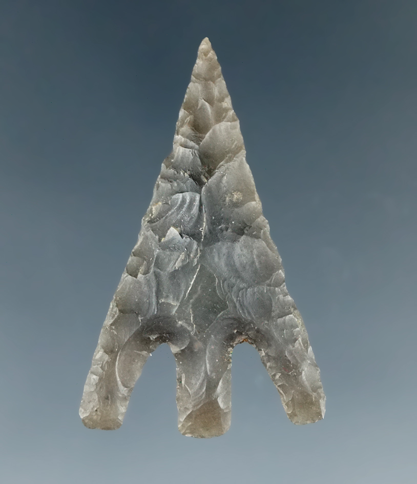 Britain! 1 3/8" Neolithic Stemmed arrowhead - Yorkshire, Norfork Co., England. Ex. William Moreno.