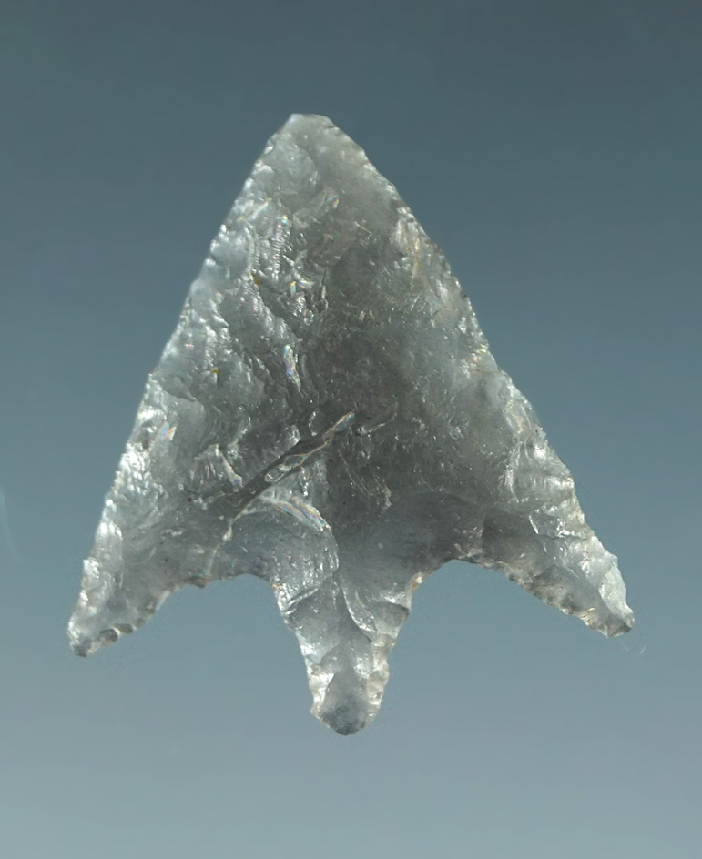 7/8" perfectly flaked Gunther made from translucent obsidian. California.