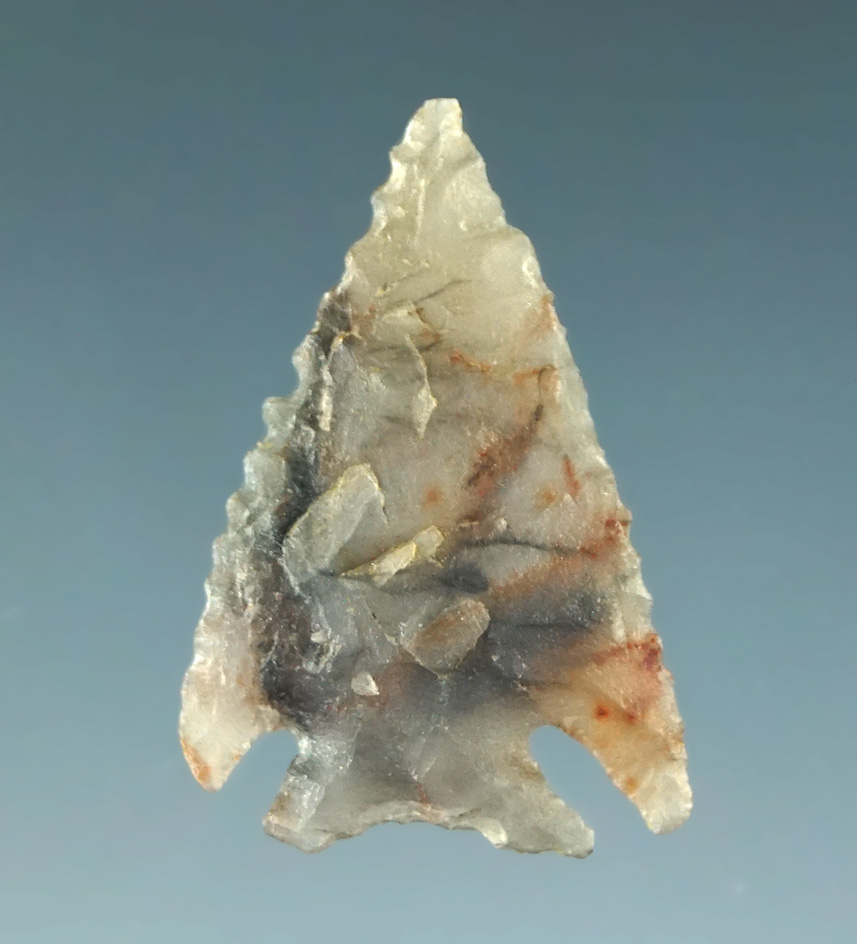 Excellent flaking and style on this 13/16" Cornernotch made from highly translucent agate. CA.