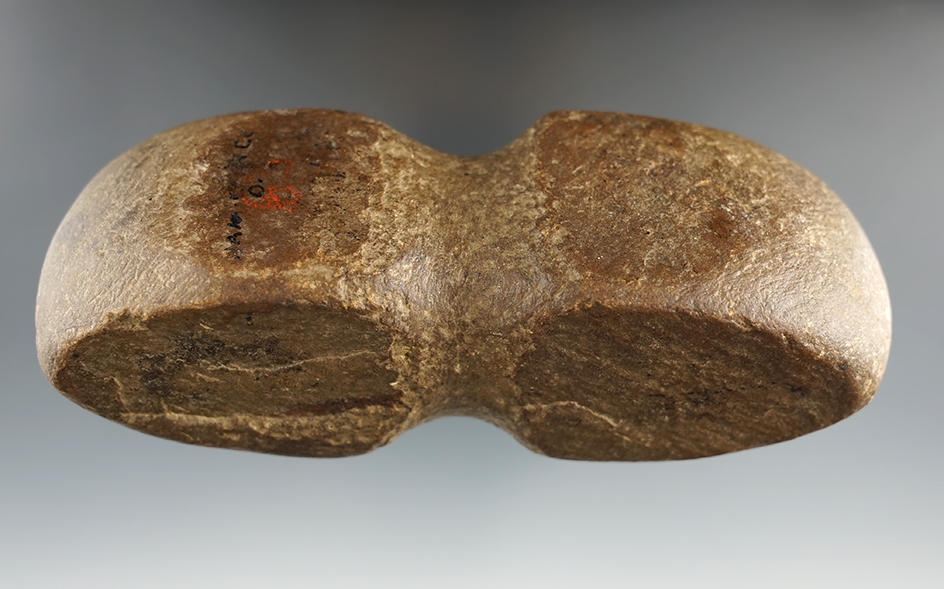 Unique style on this 5 7/8" Double Sided Hammerstone found in Darke Co., Ohio.