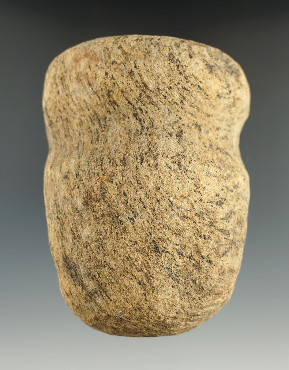 3 5/8" Grooved Hammerstone found in Wood Co., Ohio made from Gneiss.