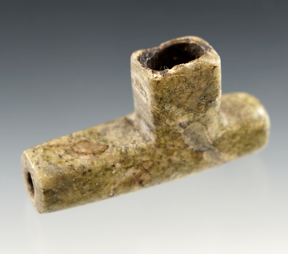 Unique 2 1/8" beautifully crafted  Historic Period Stone Pipe circa 1700's, Canada.