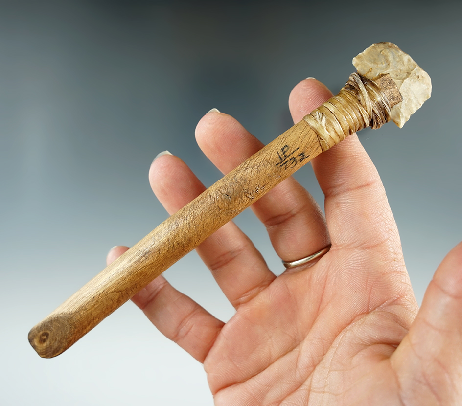 Authentic Hafted Scraper in a contemporary haft to be used as a display.