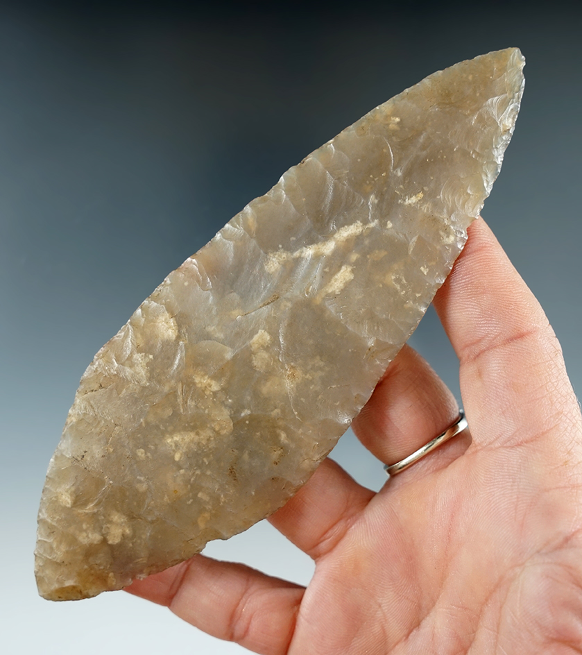 5 1/2" Aztec Knife made from semi-translucent Flint, found in Mexico. Bennett COA.