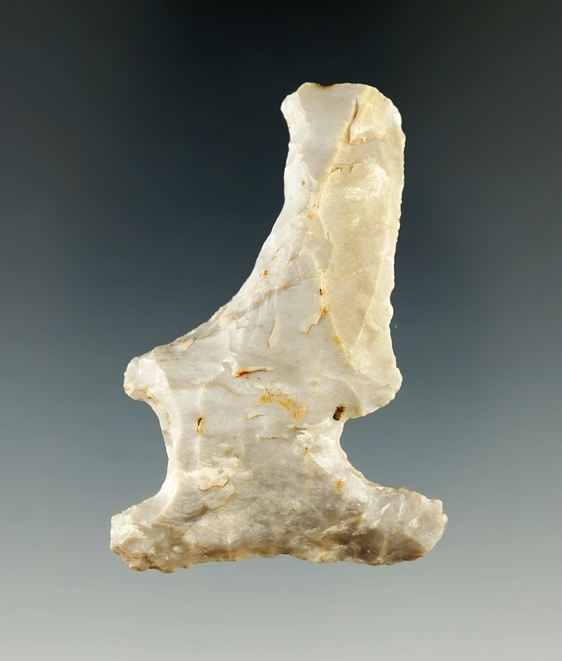 Classic style 2 1/8" Flint Ridge Hafted Shaft Scraper found in Licking Co., Ohio.