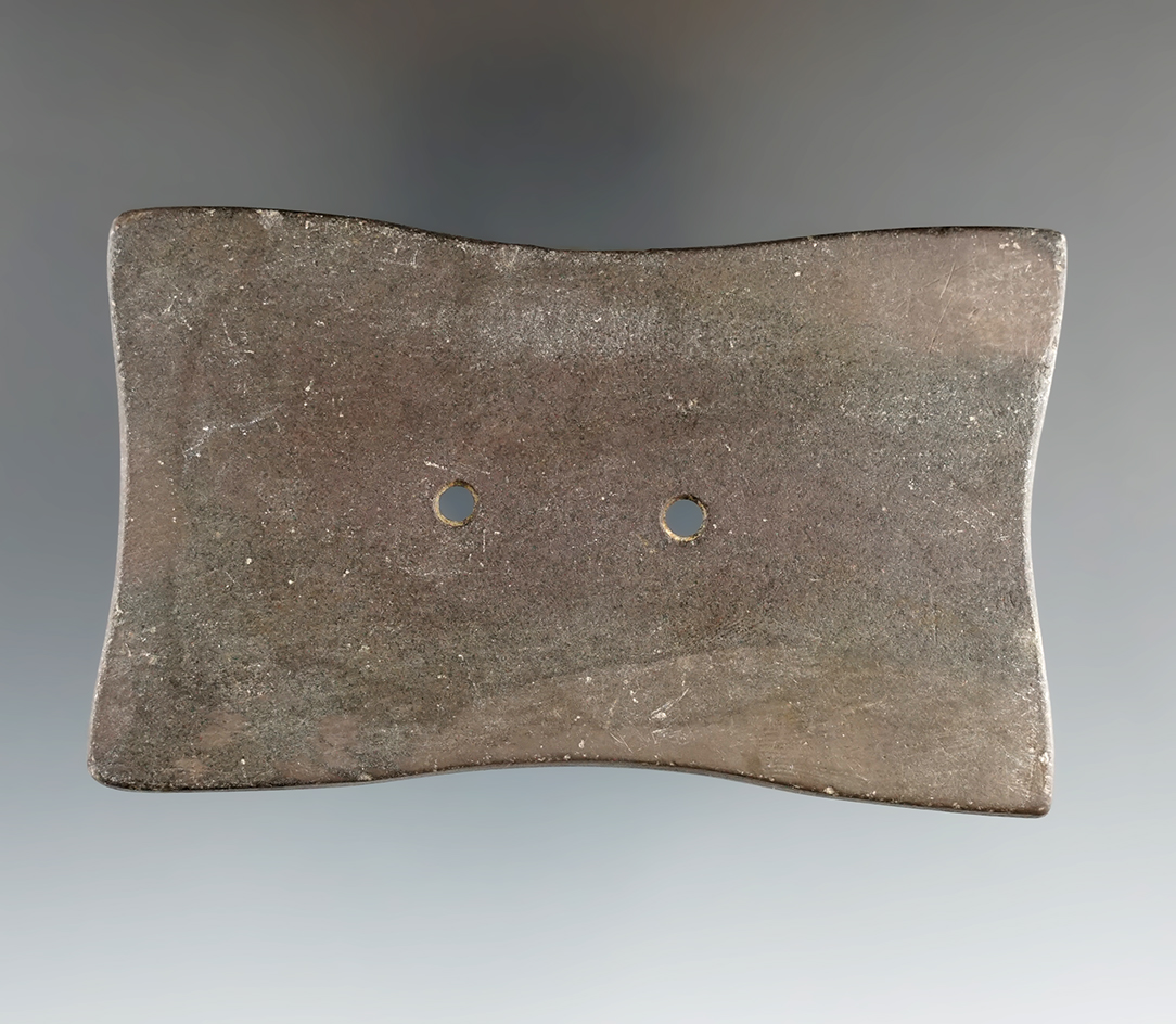 3 7/16" Quadriconcave Gorget made from Brown Glacial Slate found in southern Michigan.