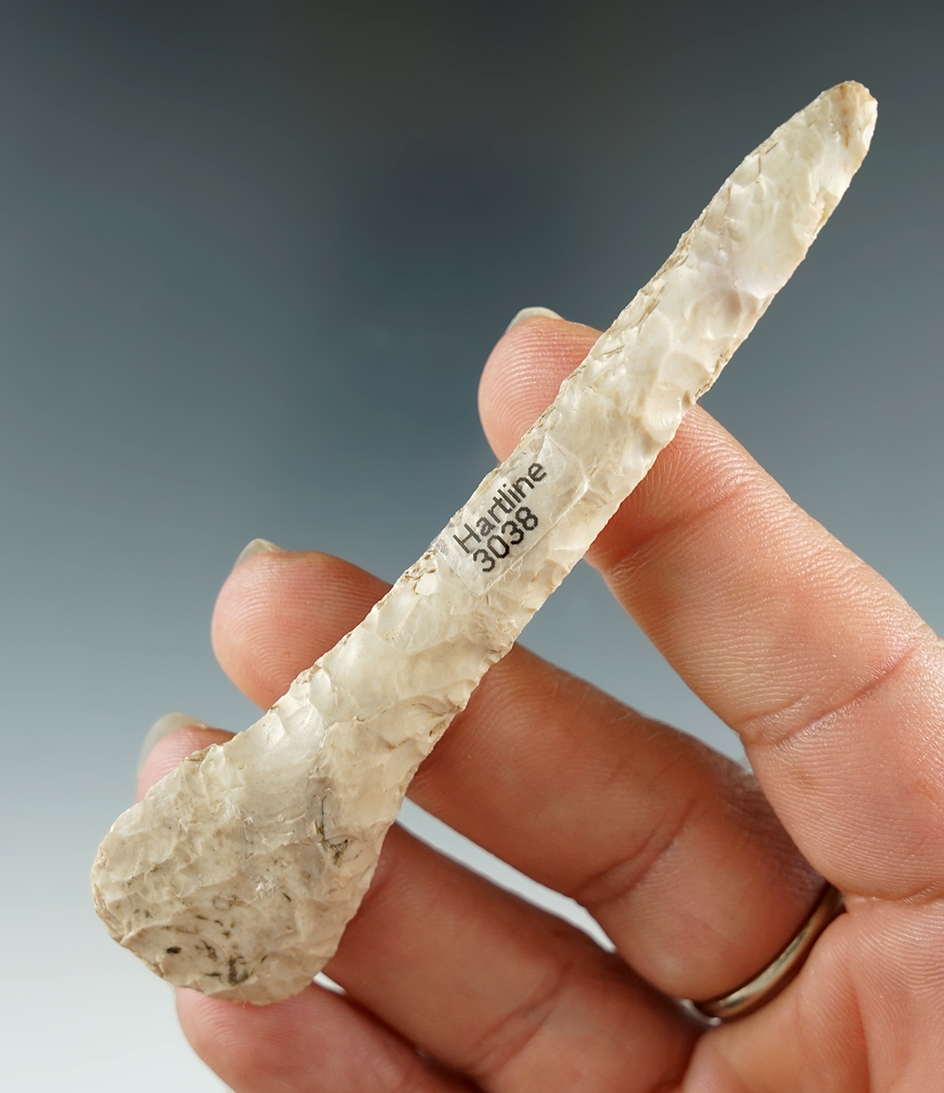 3 5/8" Robbins Drill made from heat treated Avon Chert, found in Massac Co., Illinois. COA.