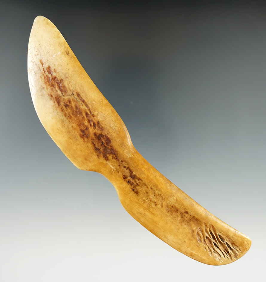 6 5/8" Inuit/Eskimo Culture Snow Knife made from Bone, found in Alaska. Stermer COA.