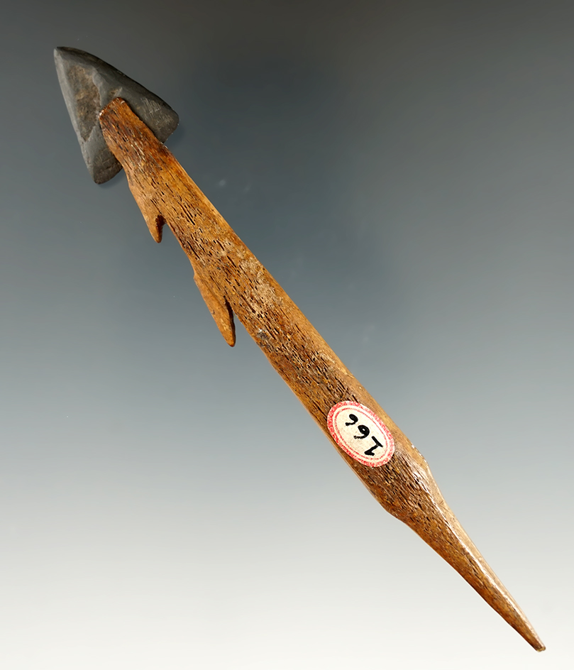 5 1/4" Harpoon Foreshaft with Slate Point, found in Kotzebue Sound, Alaska. Stermer COA.