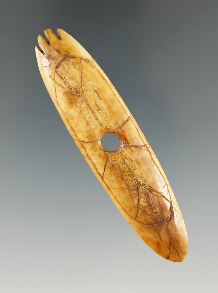 Nicely decorated and drilled 3 3/16" ivory Inuit artifact from Alaska.