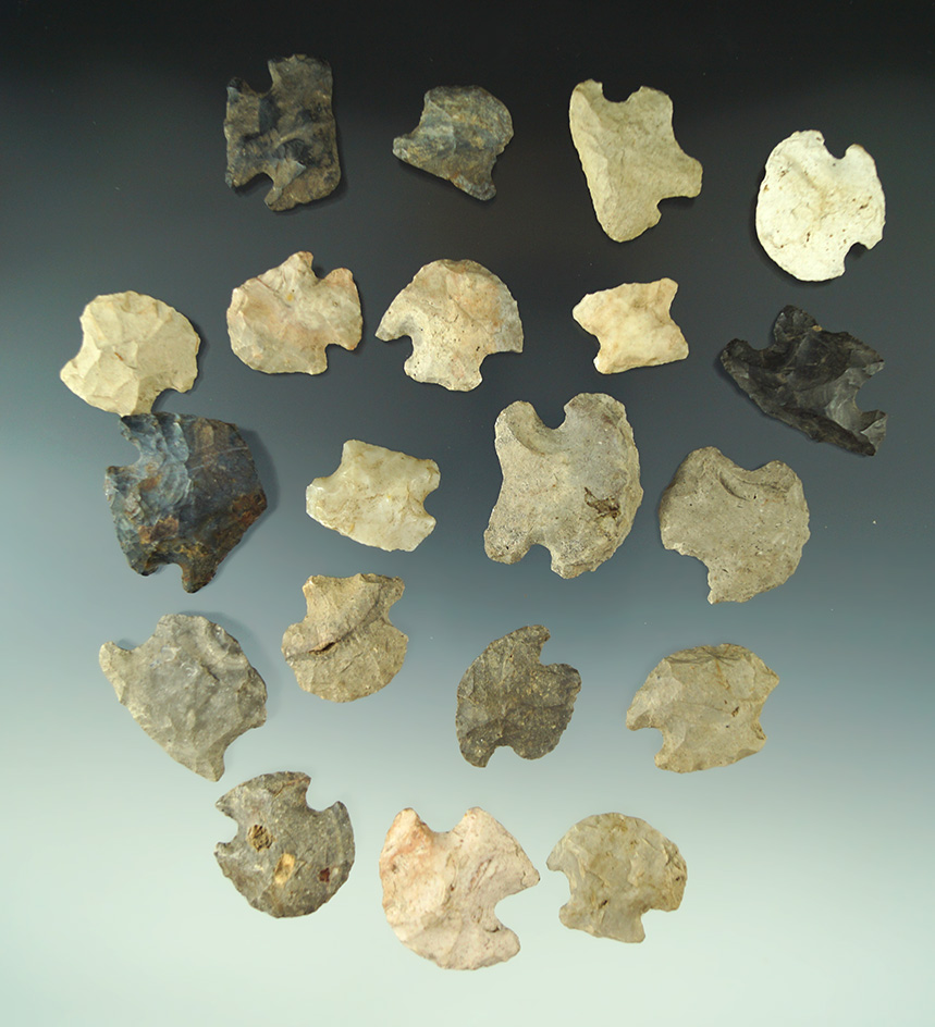 Group of 20 hafted scrapers found in Michigan.