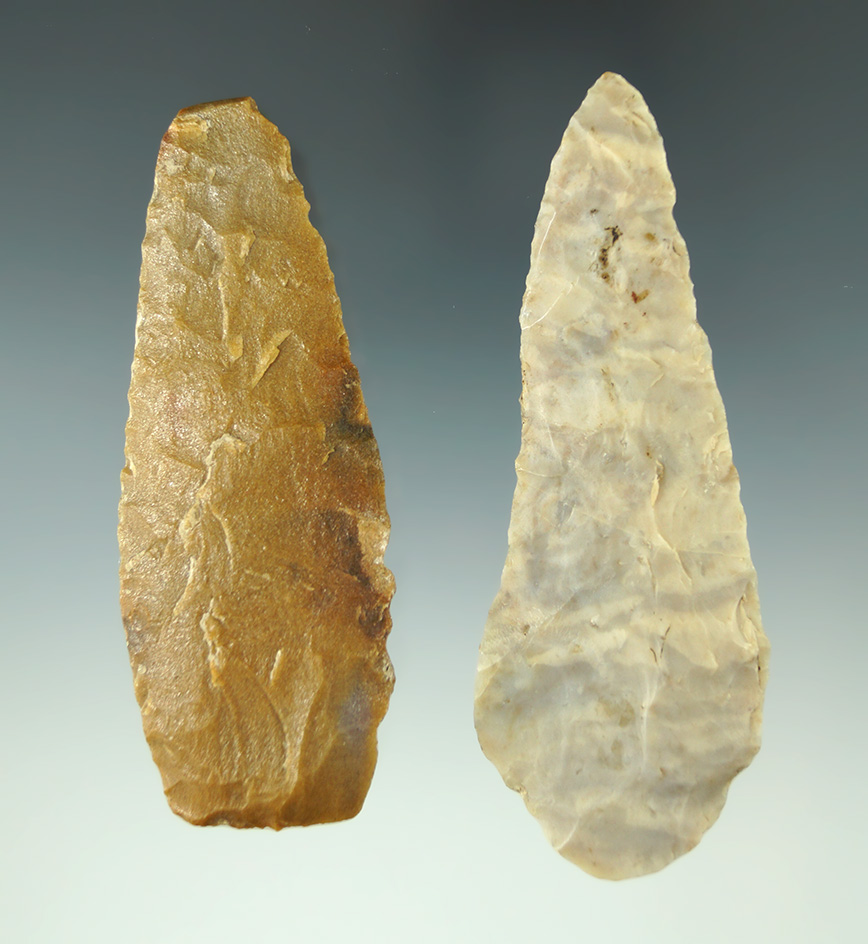 Pair of Flint Blades found in Wyoming, largest is 3 3/4".