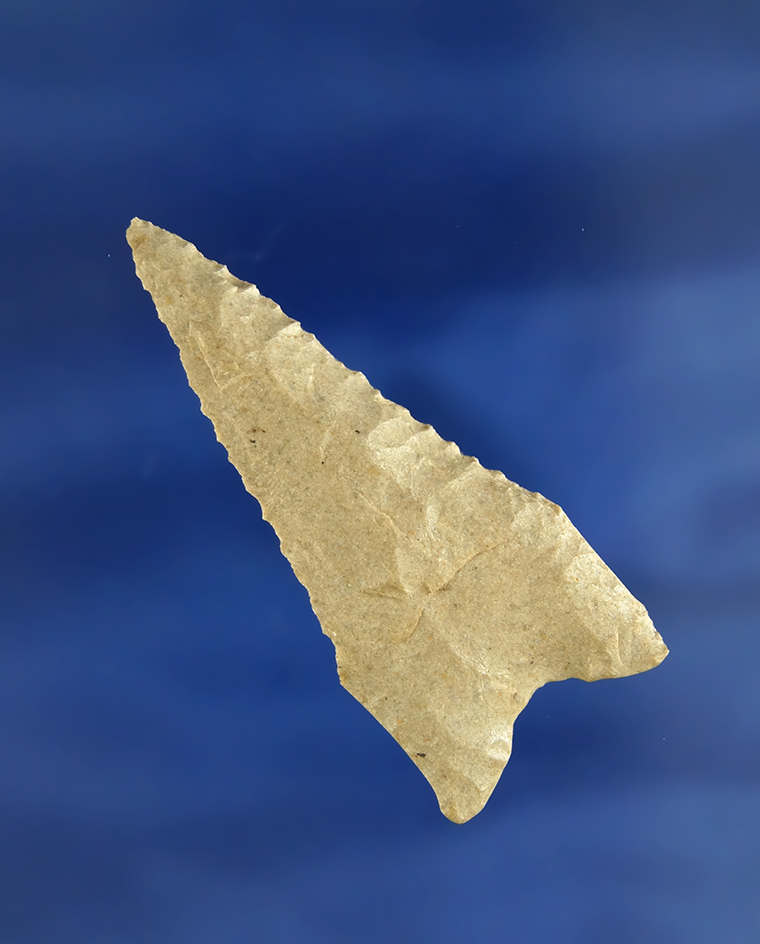 2 1/4" nicely flaked Dalton with well beveled edges. Found in Illinois.