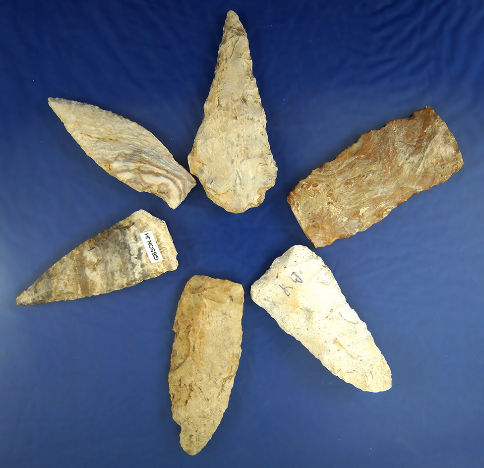 Set of six assorted Knives found in Missouri, largest is 3 13/16".