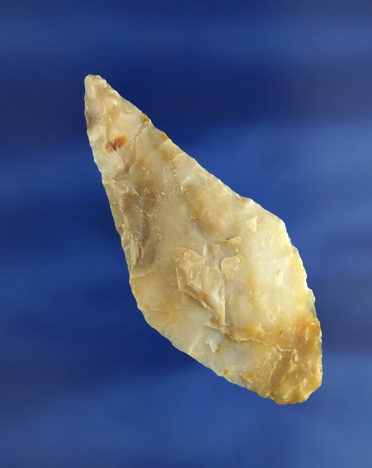 Beautiful material on this 2 7/16" Wahmuza Knife found the Columbia River, Washington.