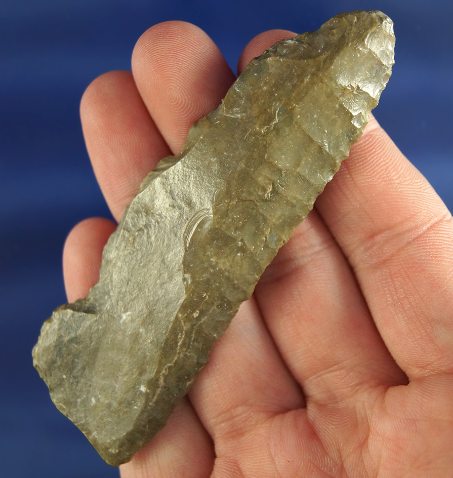 3 5/16" Paleo Uniface Knife made from beautifully patinated River polished Kay Co., chert - Kansas.