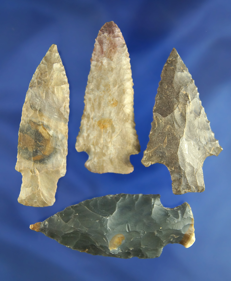 Set of four well styled Alabama Arrowheads nice condition, largest is 2 5/8".