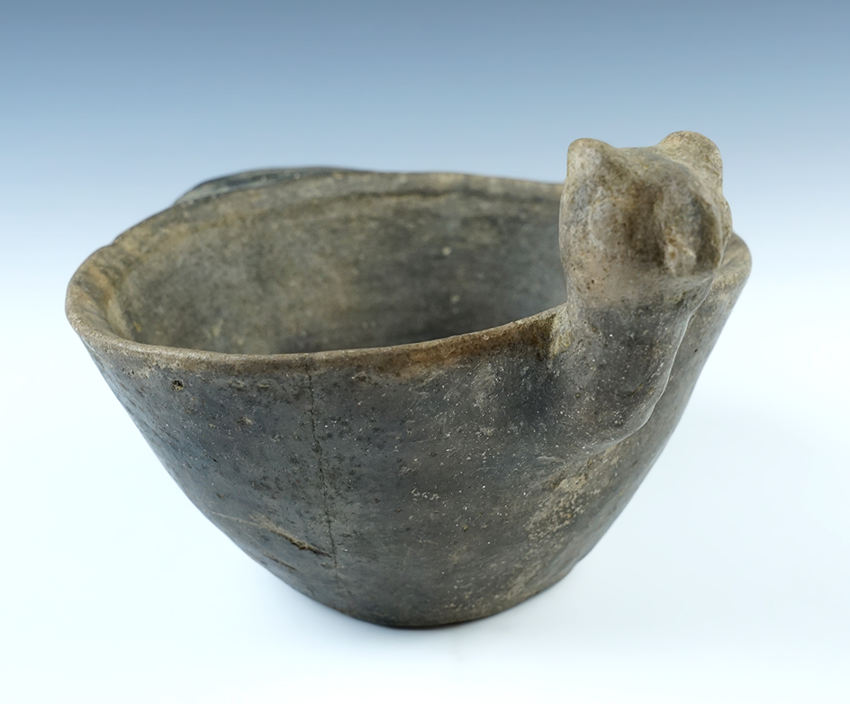 3 1/2" tall Owl Effigy Bowl found in Pemiscot Co., Missouri. Tail of bowl has been restored. 