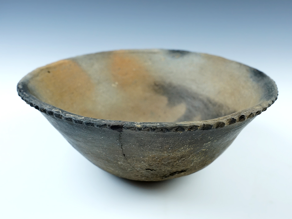 Large 9" wide by 3 3/8" tall Scalloped Rim Bowl found in Southeastern Arkansas.