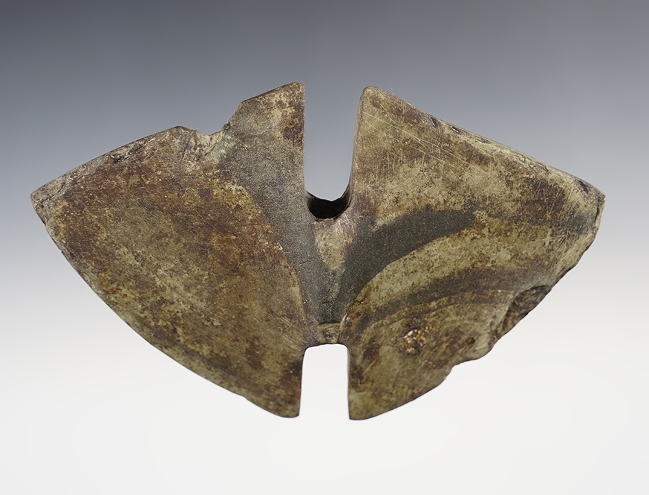 5 7/16" Double Notched Butterfly Bannerstone. Found in St. Joseph, Michigan. Ex. Mel Cheny.