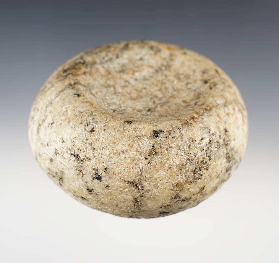 3 3/4" Discoidal made from black and white Granite, found in Madison Co., Illinois. 