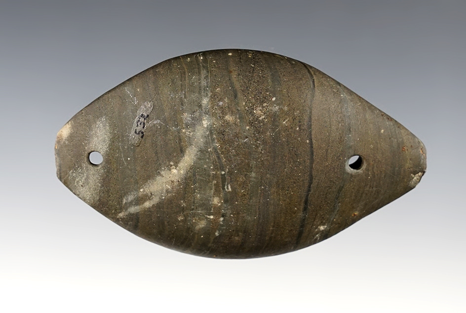 3 1/2" uniquely styled Glacial Slate Gorget in nice condition found in Ohio.