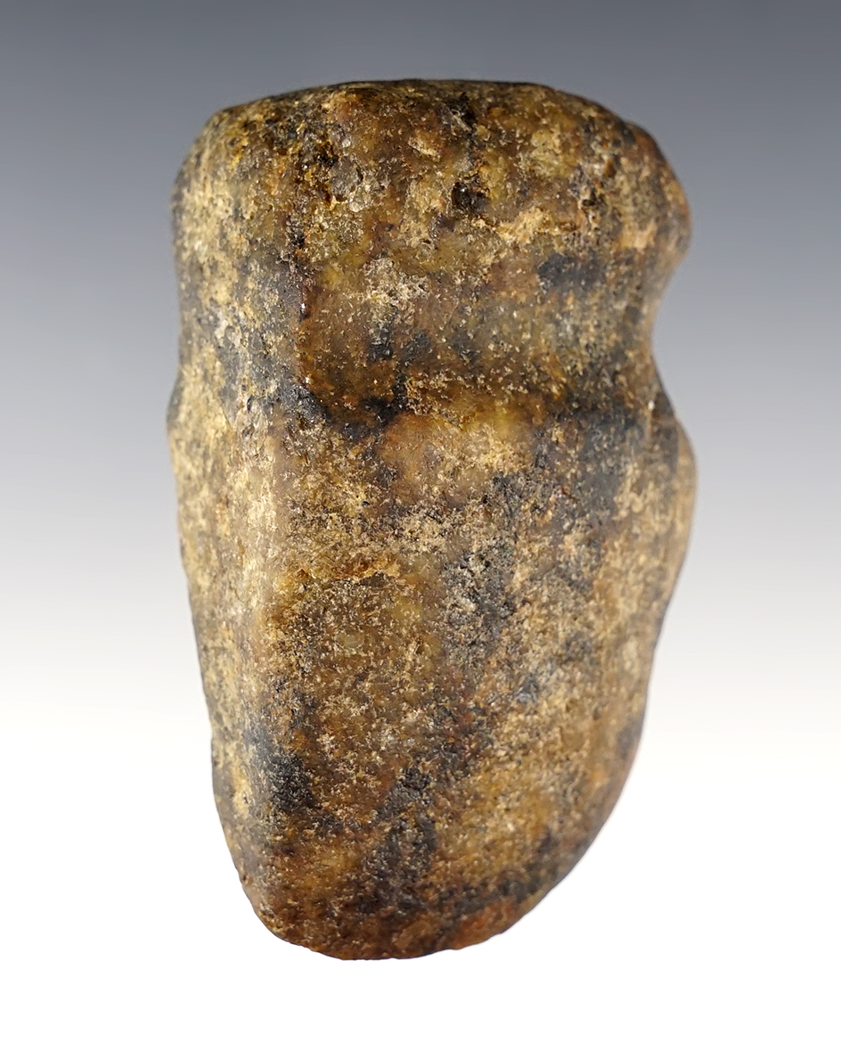 2 7/8" long 3/4 Groove Axe made from black and tan Hardstone. Found in northern Ohio. 