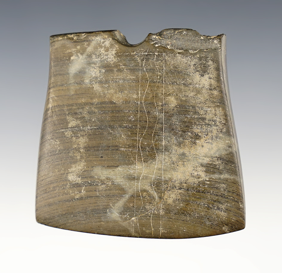 2 1/2" Pendant half found by Gary Johannsen on the Libben Site in Ottawa Co., Ohio - Engraved. 