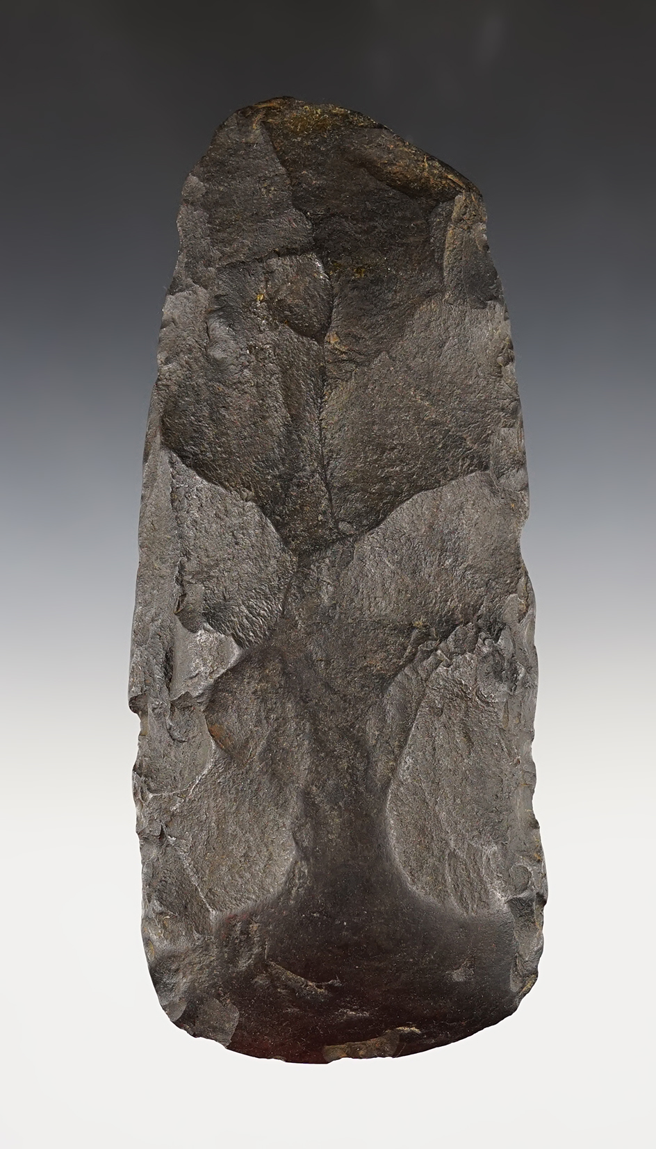 Rare type for area! 7 1/16" Flint Celt with nice use polish at bit found in Union Co., Ohio. 