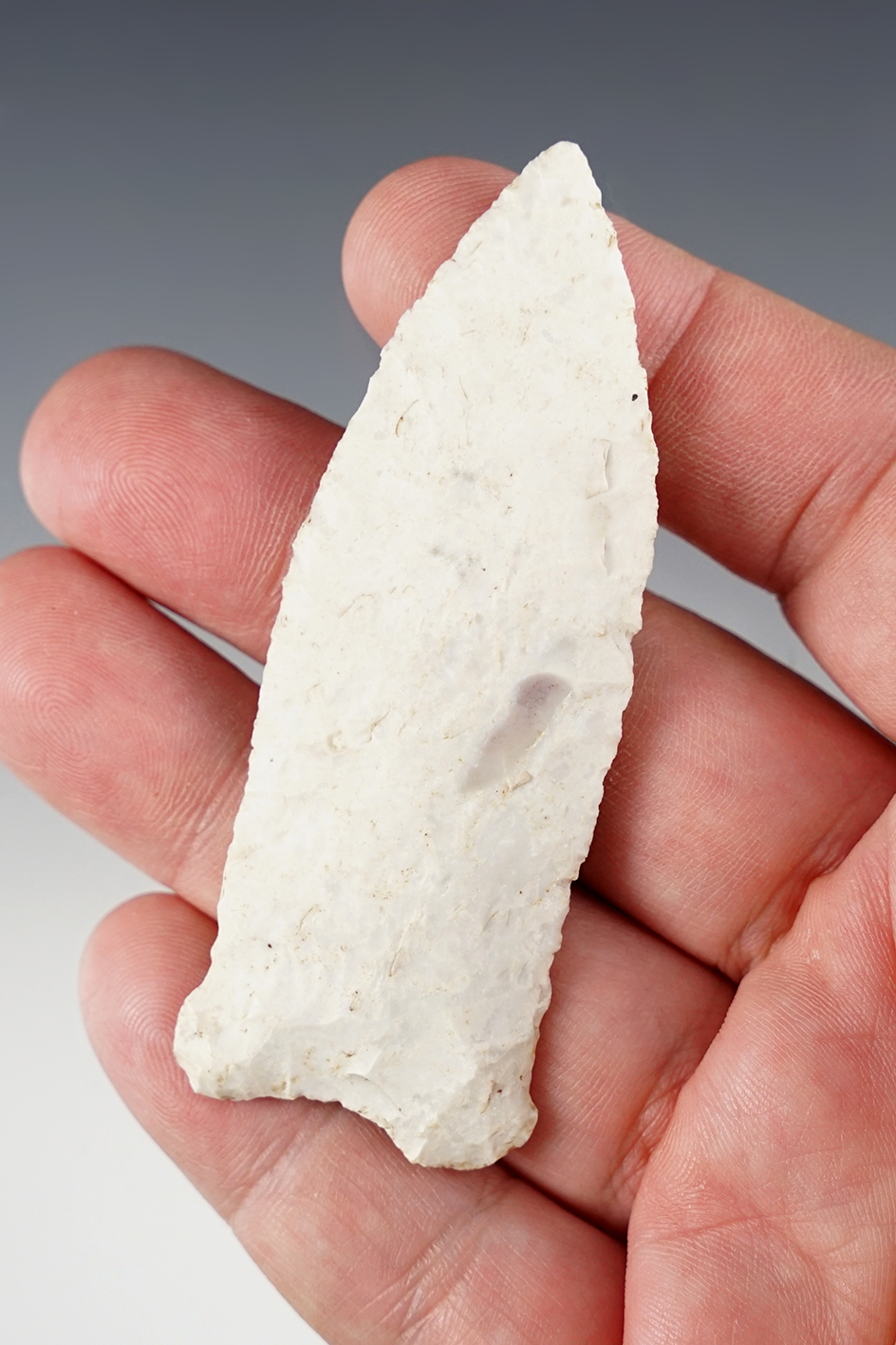 3 1/8" Beaver Lake made from Burlington Chert, found in Fulton Co., Illinois. Ex. Evan Price. 