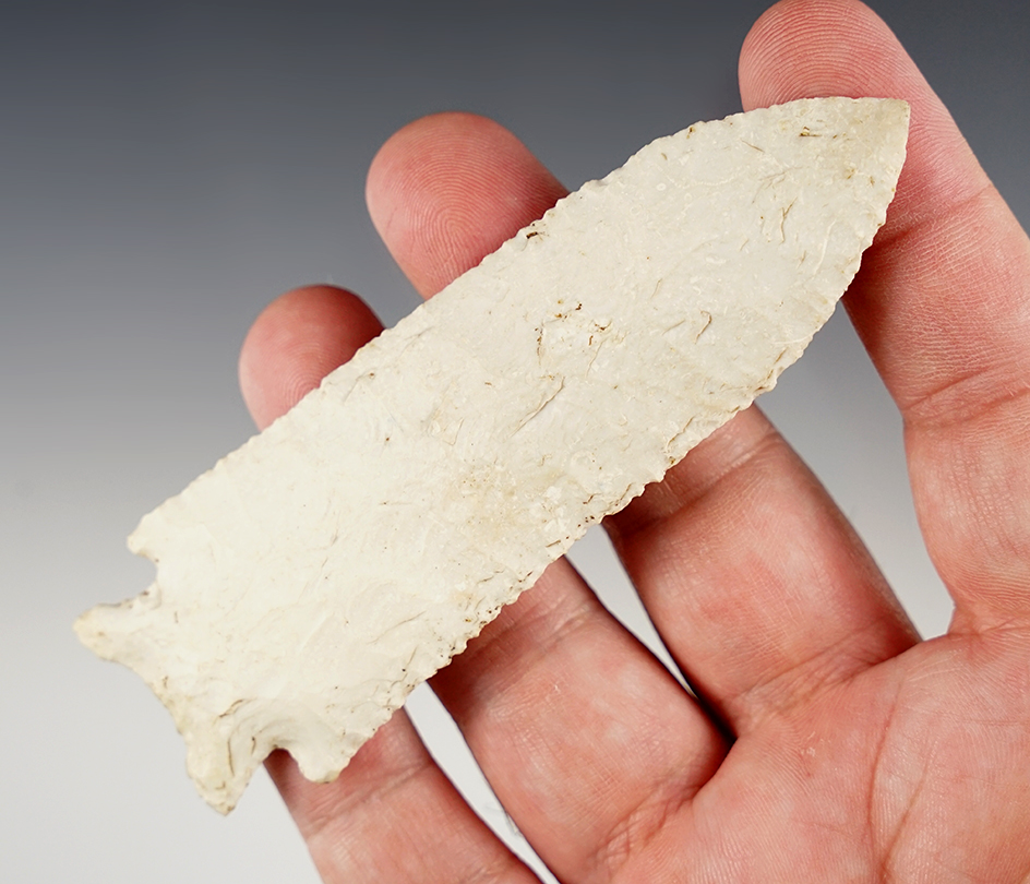 4 1/8" Burlington Chert Stilwell found in Schuyler Co., Illinois on January 12, 1970.