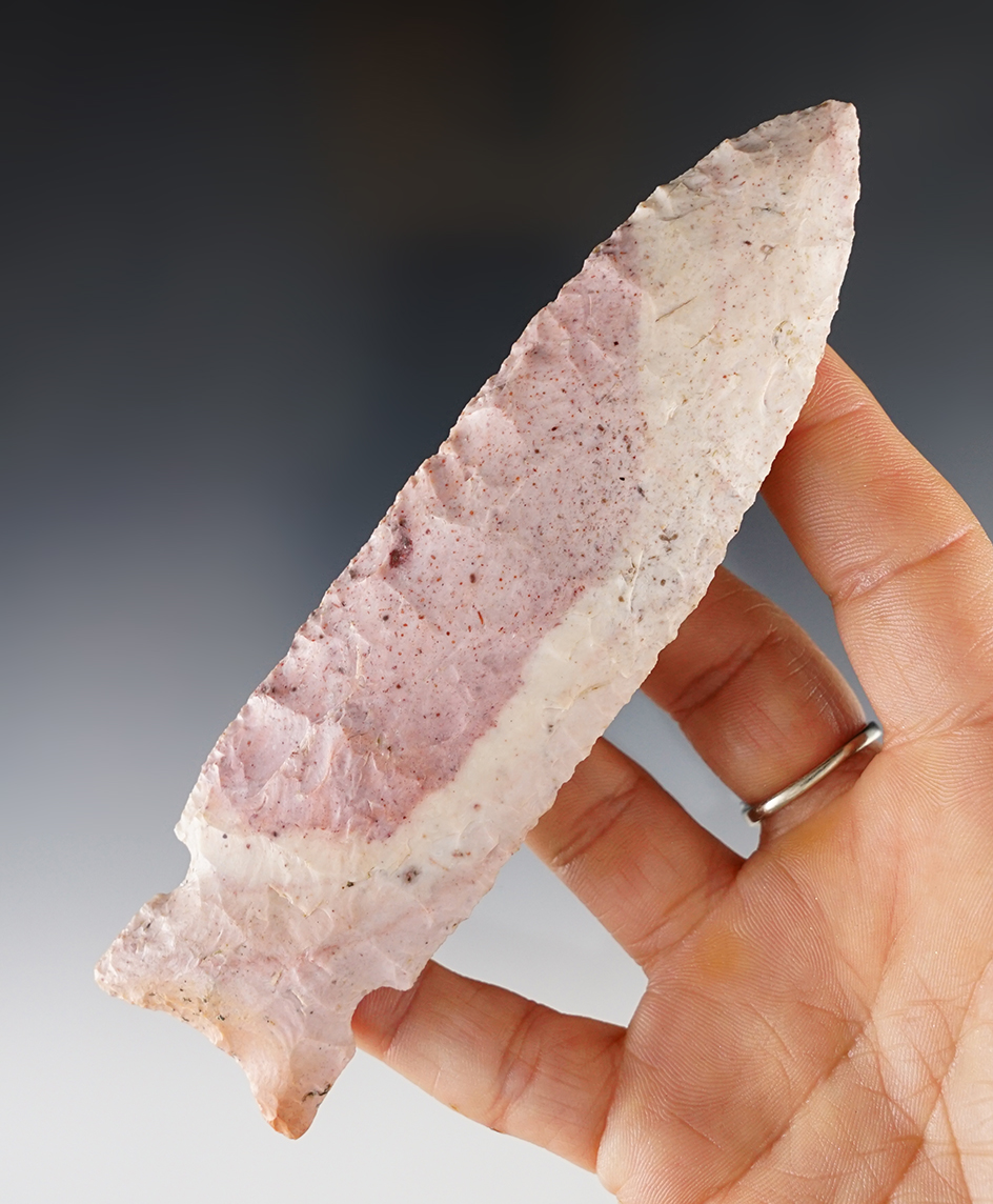 Excellent color on this 5 1/4" Hemphill made from heat treated Burlington. Found in Illinois. 