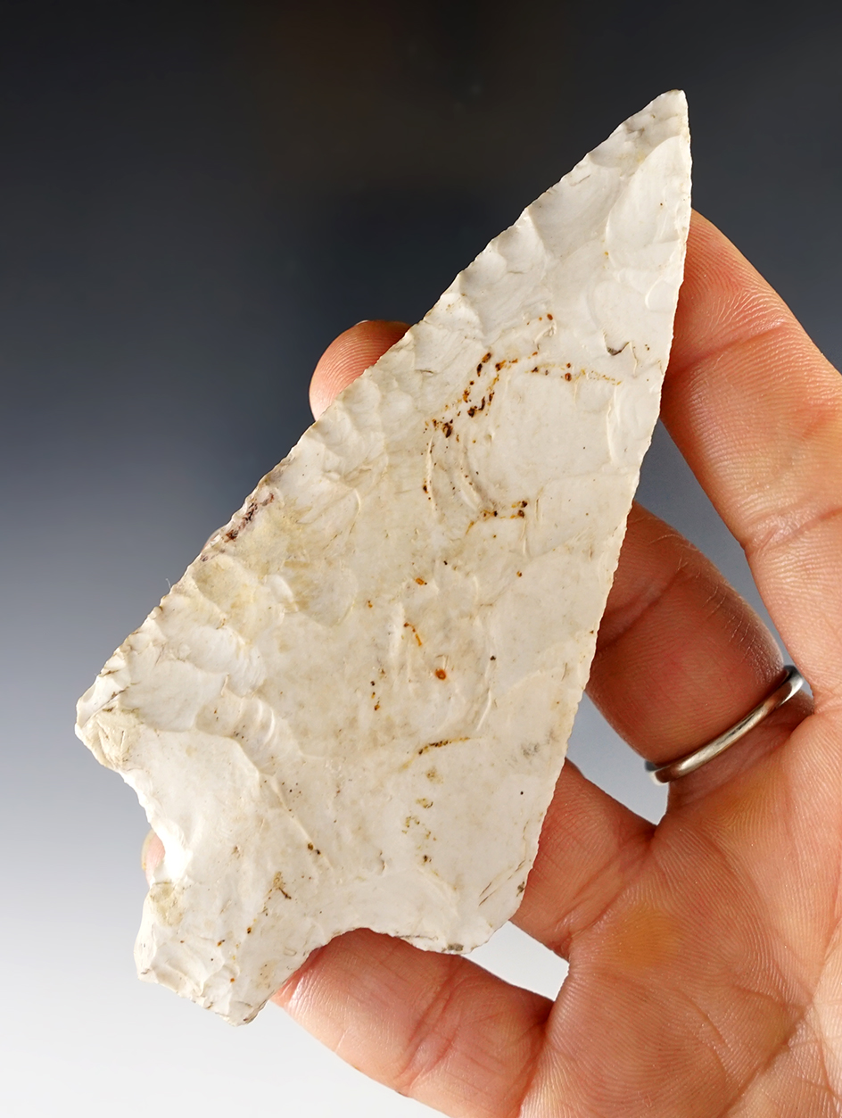 4 3/16" Dickson Contracting Stem made from Burlington Chert. Found in Fulton Co., Illinois. 