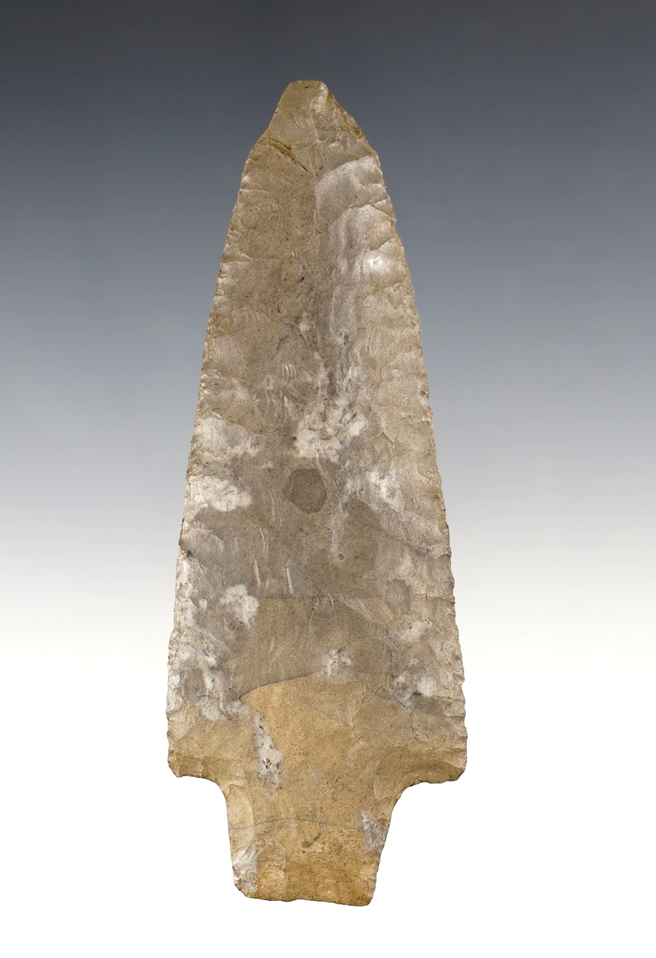 4 3/4" Genesee Spear made from Onondaga Flint. Found near Genoa, Cayuga Co., New York. 